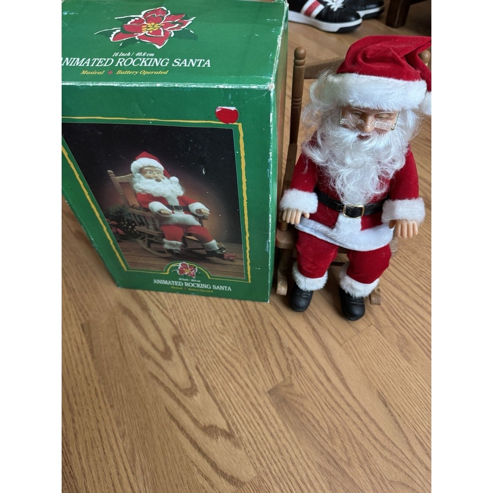 Vintage 1991 Animated Rocking Santa 16in Musical Christmas Figure